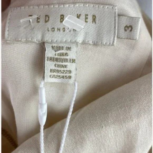 TED BAKER Britnie Puff Sleeve Dress Nude 8 (Ted 3) NWT - Picture 6 of 9